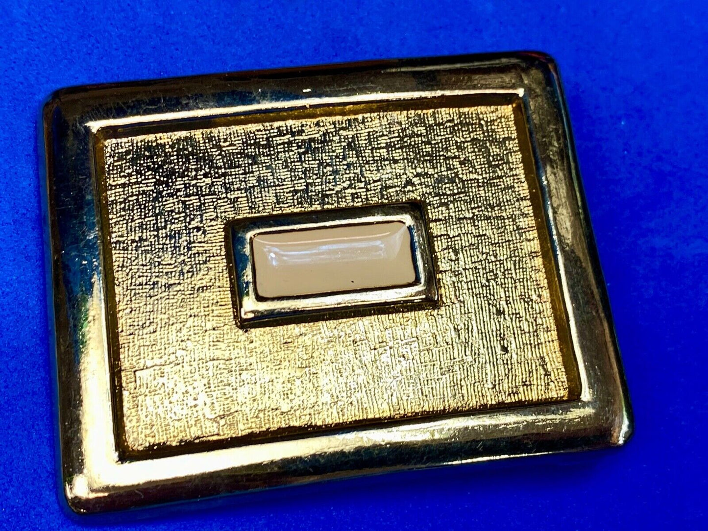 vintage gold tone cream center dress 3" belt buckle  