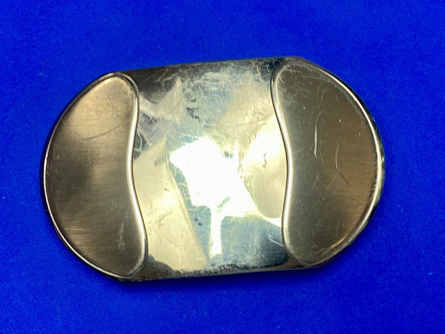 Vintage Justin Boot Co Maker Nickel Silver western belt buckle marked 36