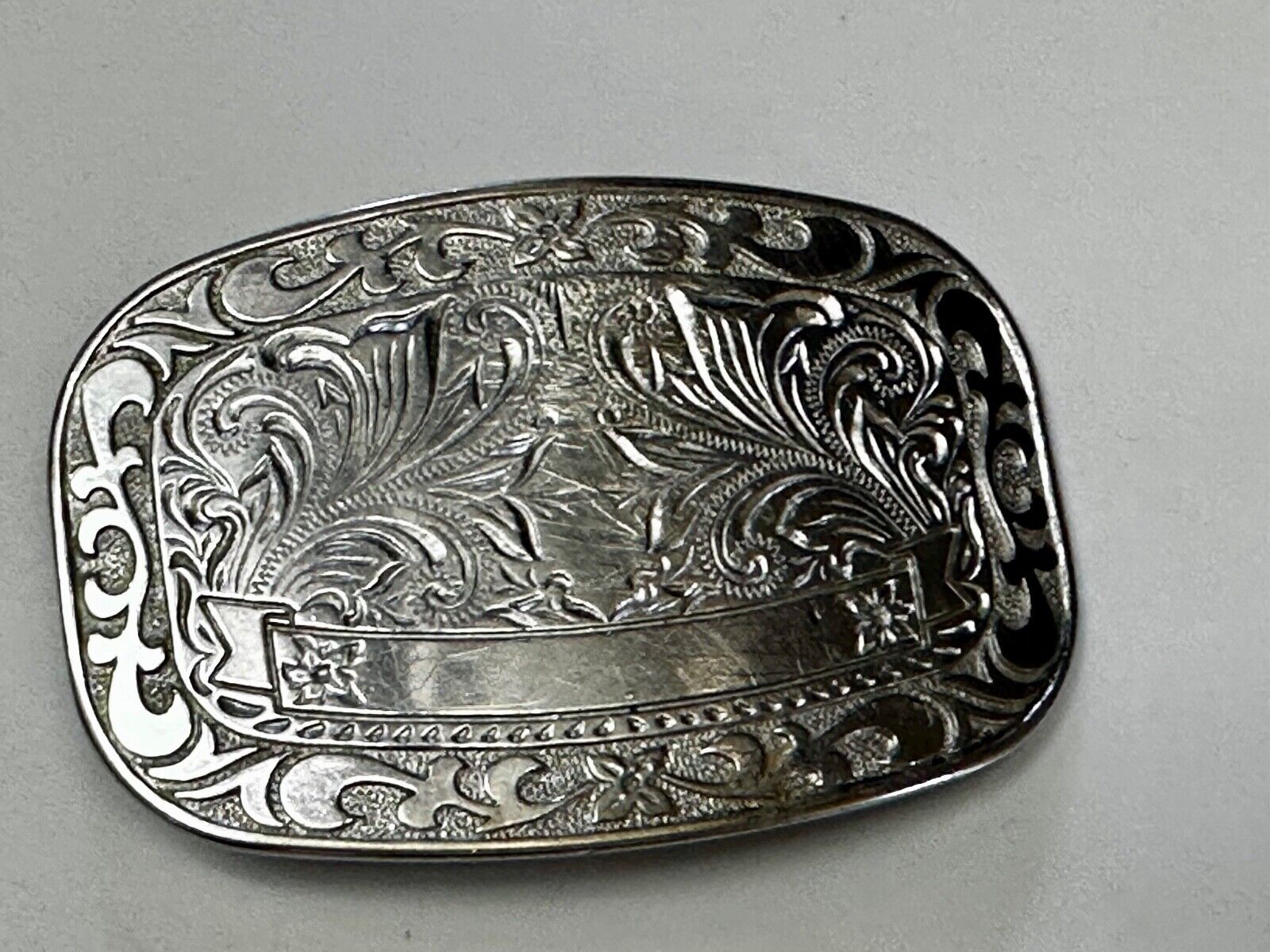 Vintage Blank Award Ribbon Rodeo Trophy Style Ornate Belt Buckle to engrave