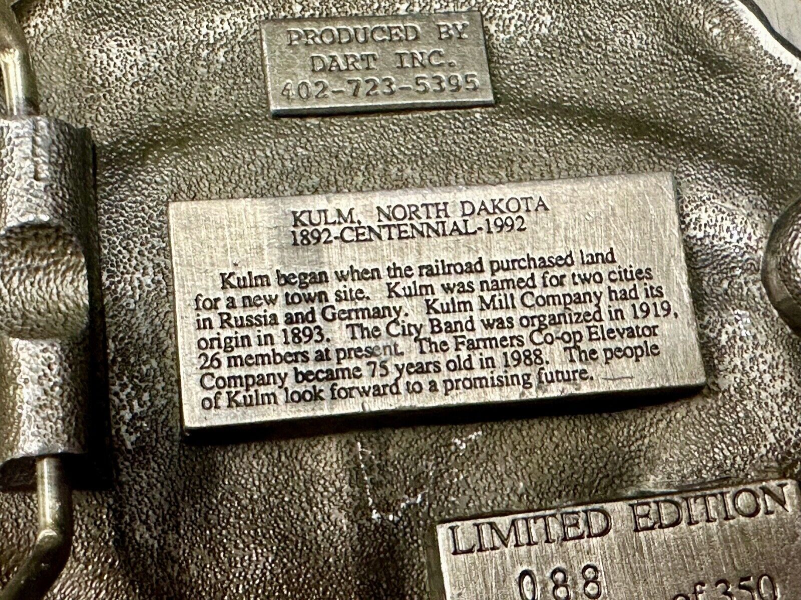 Vintage KULM North Dakota commemorative belt buckle by DART inc.