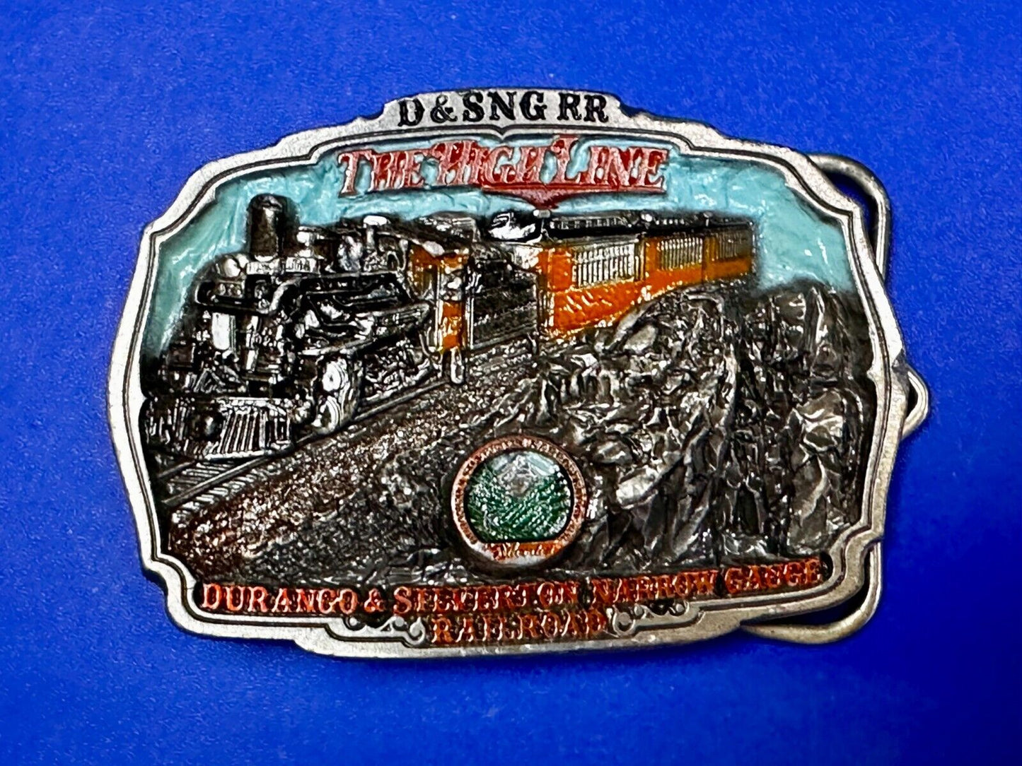 Train Rail Road Durango & Silverton Narrow Gauge C+J Colorful Belt Buckle