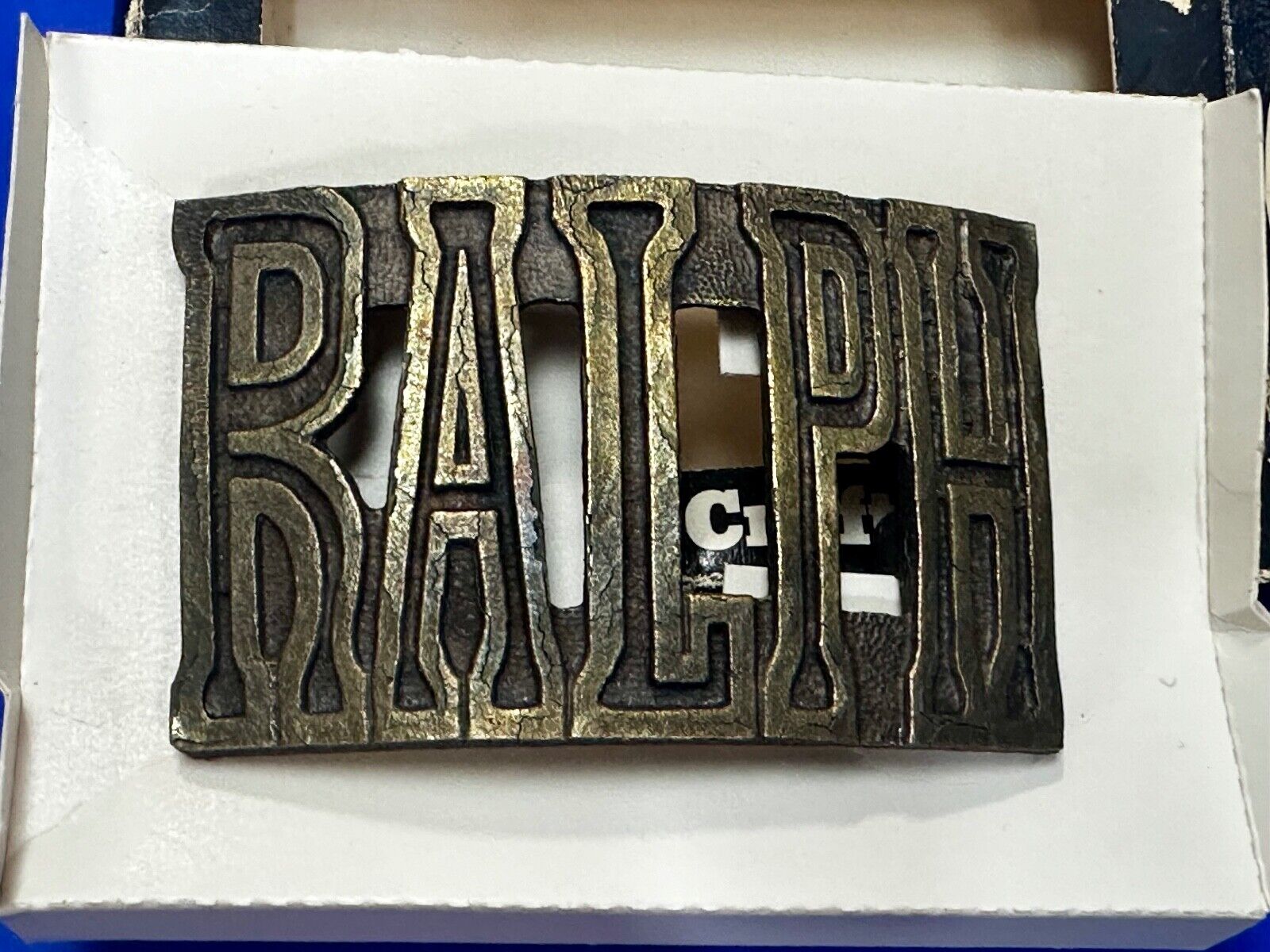 Beautiful Customized Name RALPH Cut-Out Vintage Belt Buckle by THE CHAD - in box