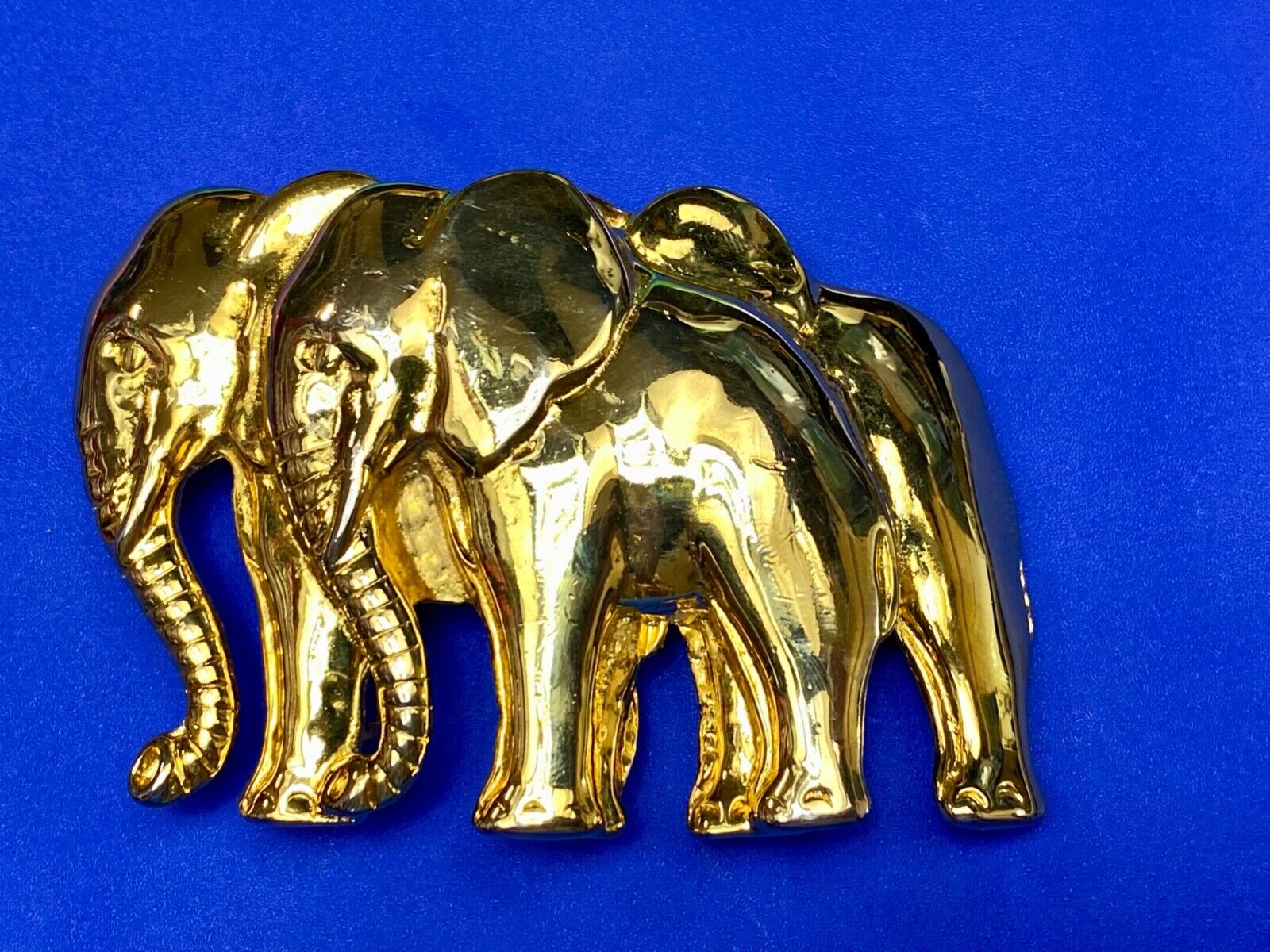 Two Walking Standing Elephants Pair - RARE! LORie Spring 1987 belt buckle