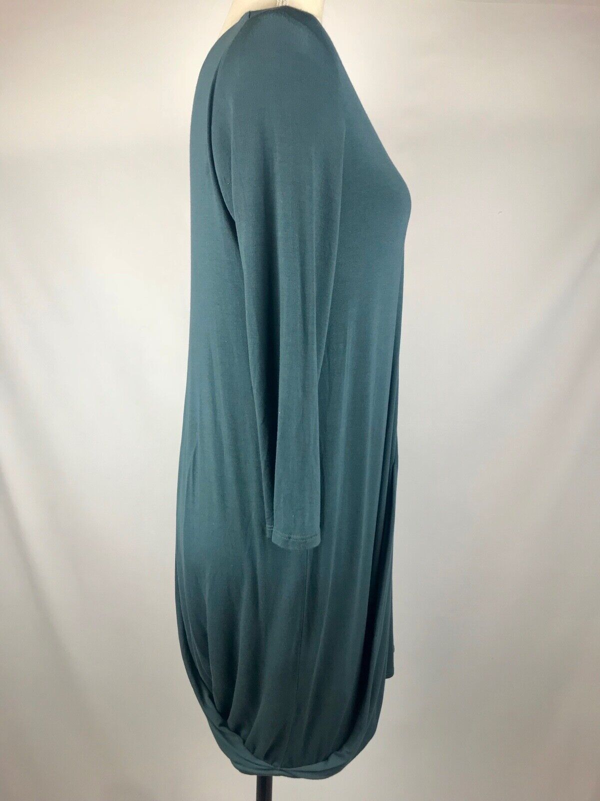 Anthropologie MEADOW RUE Blue Teal Long Sleeved Twist Bottom Jersey Dress S