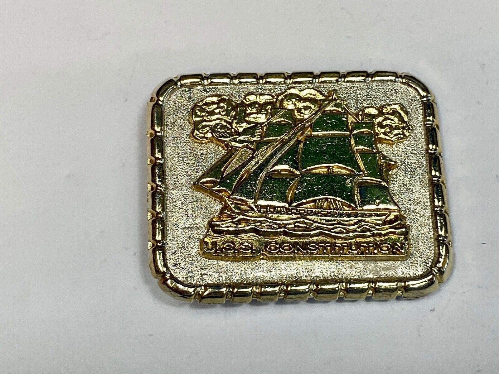 Uss Constitution Masted Ship Sailing Vintage Belt Buckle.