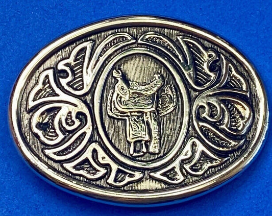 Vintage 1970's Horse Saddle Western & Cowboy Fashion Belt Buckle