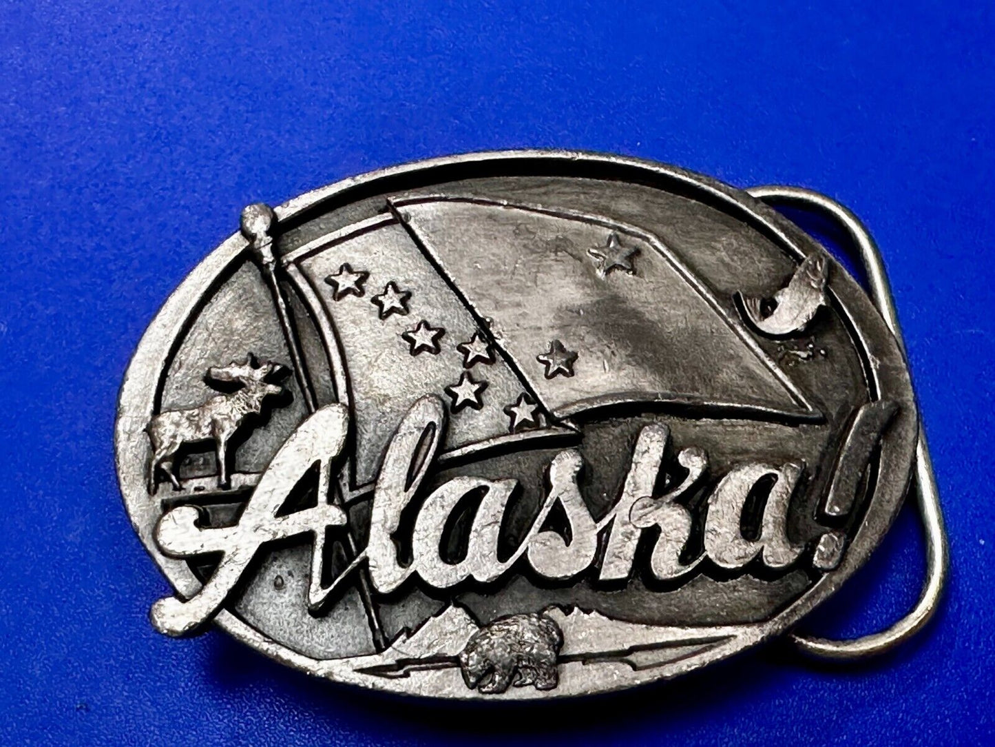 Alaska Flag Commemorative The Great Land Last Frontier State 1980's Belt Buckle