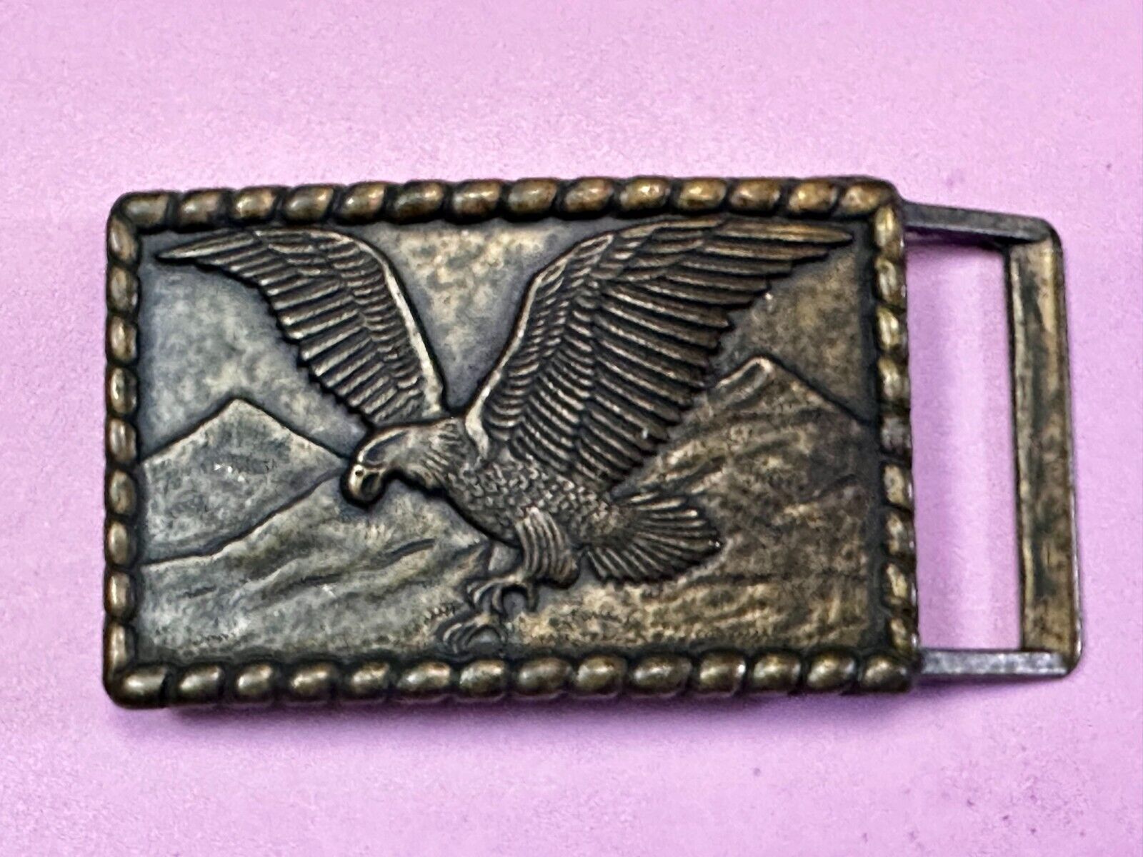 American Bald Eagle flying over majestic USA mountains Vintage Belt Buckle