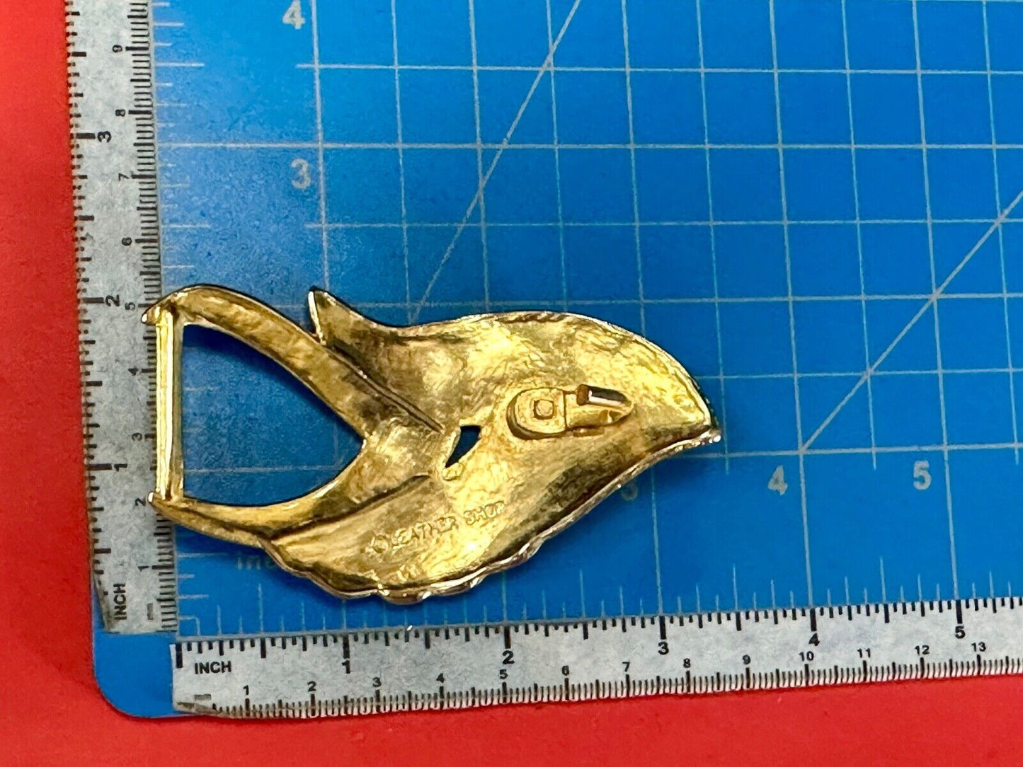 Abstract Art - Wings  gold tone belt buckle signed Leather shop