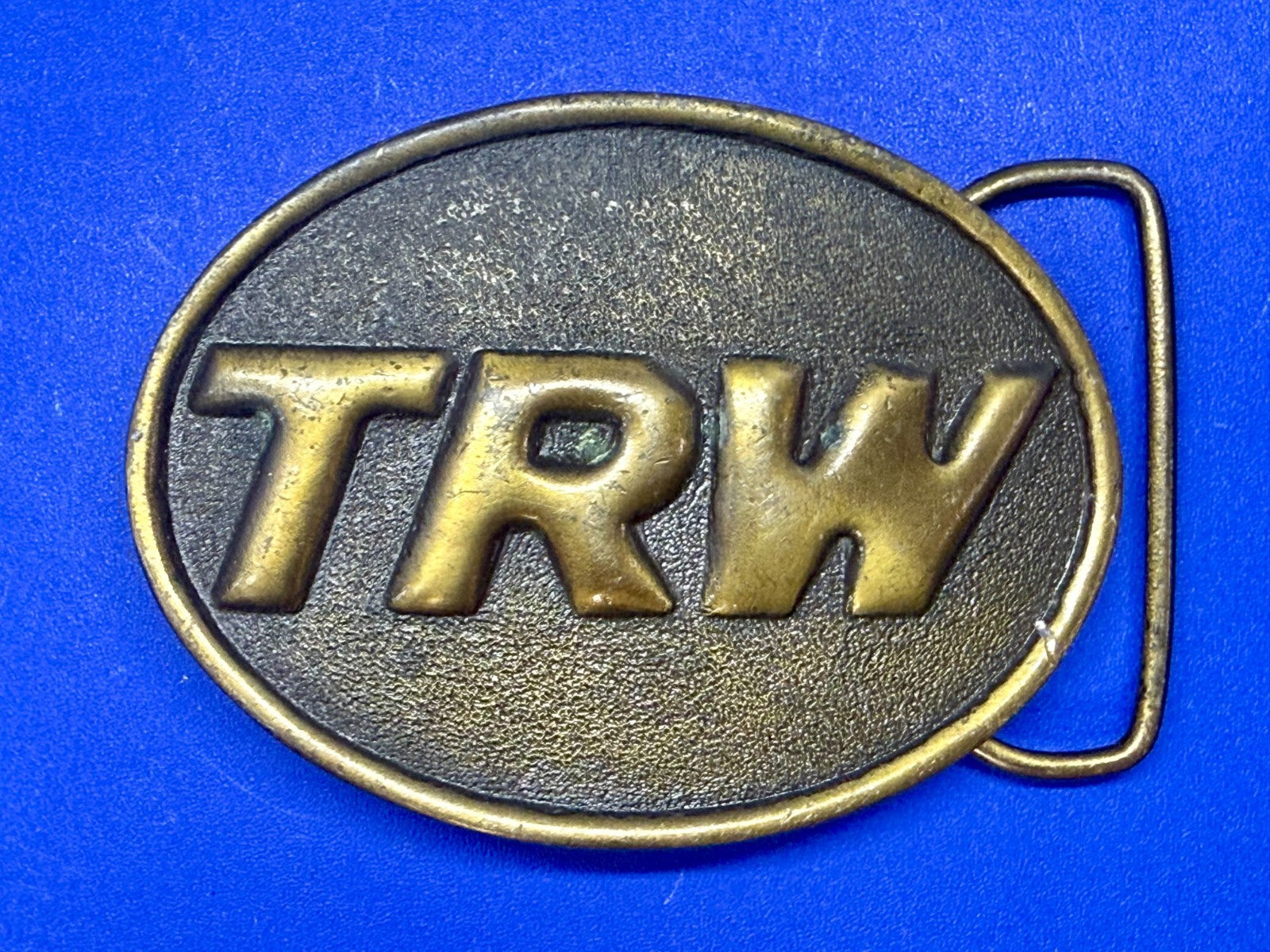 TRW Automotive Parts Advertising Promo Vintage Indiana Metal Craft Belt Buckle
