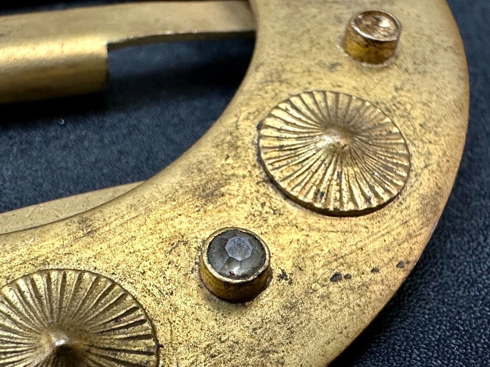 Turret & Bardach TB signed Antique round curved belt buckle slide sash