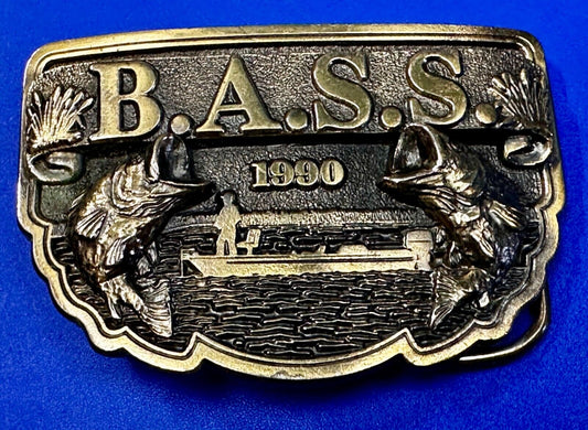 1990 Bass Anglers Sportsman Society Club Great American Fishing Belt Buckle