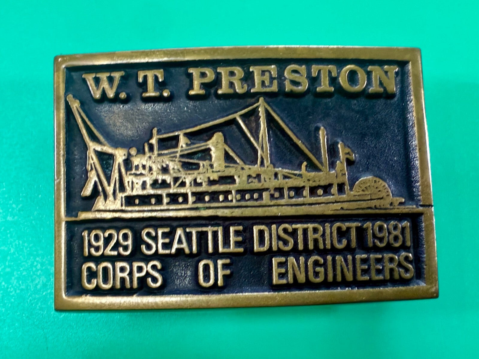 1929 Seattle District 1981 Corp of Engineer W.T Preston Solid Bronze Belt Buckle