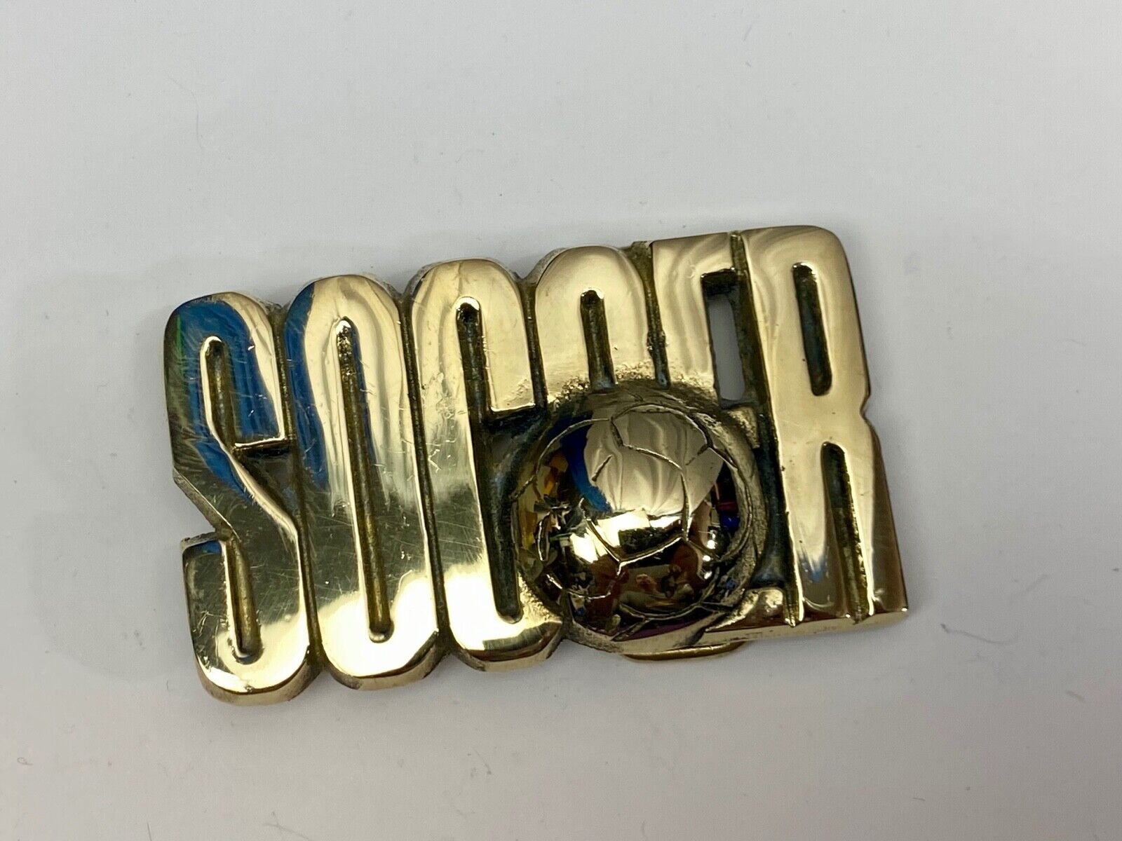 45 Year Old! Soccer Ball Belt Buckle By Baron Brass Works Ultimate Fan Gift! 
