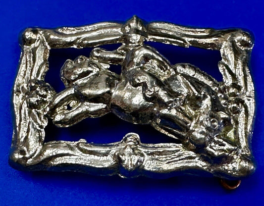 Unique silver tone Vintage Cowboy Saddle Bronc see through western belt buckle