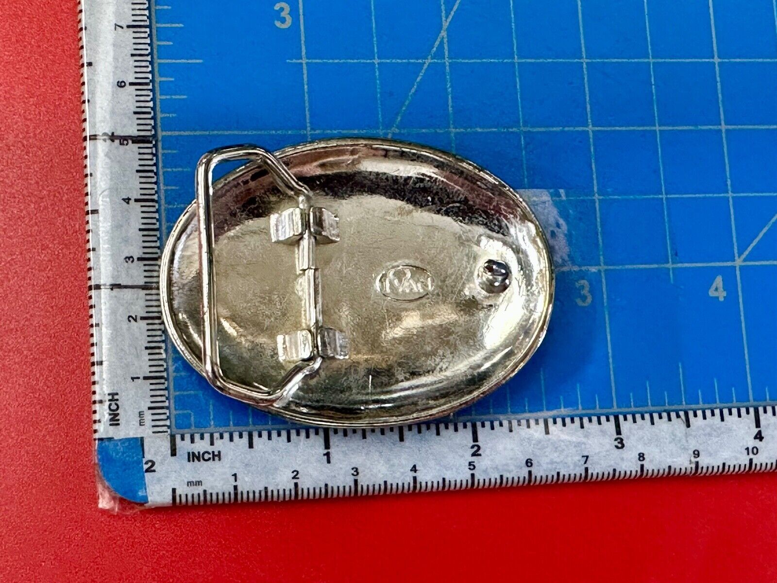 Vintage Horse Head  Two tone oval western 2.75" wide belt buckle by Ivan