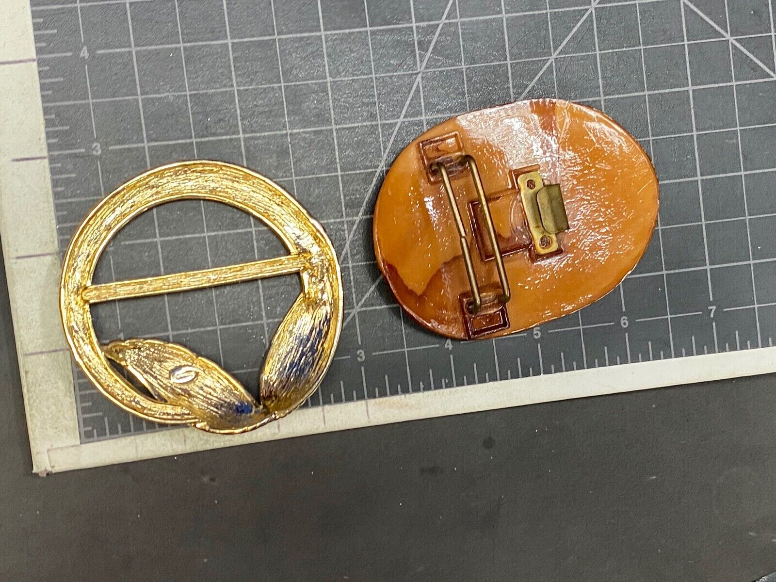 Torino Signed Gold Tone Round Scarf Tie Clip Belt Buckle Plus Bonus Belt Buckle 
