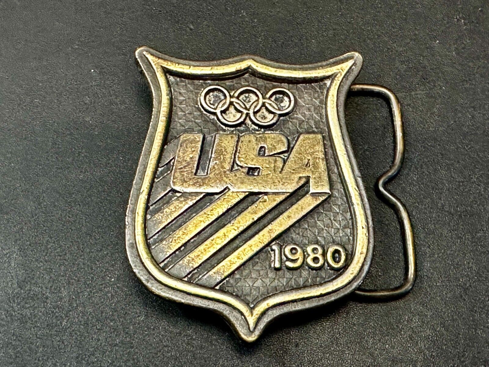 1980 USA Olympic Committee Bergamot Brass Works Vintage Belt Buckle Paul Rollins