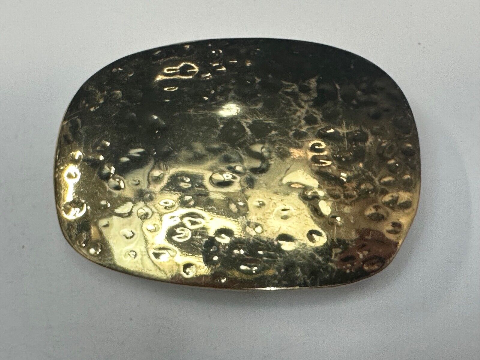 Vintage Hammered Brass Tone artisan Belt Buckle