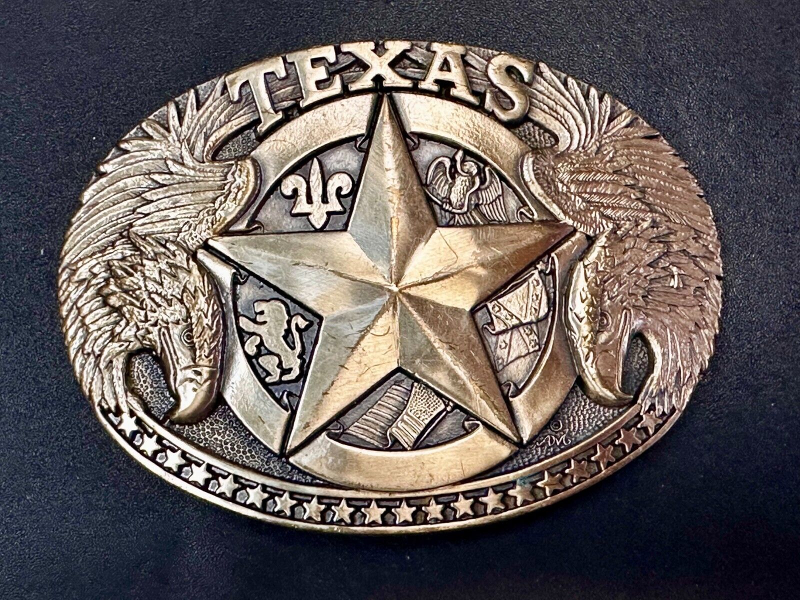 The Texas Lone Star Eagles Flag Solid Brass Award Design Medals Belt Buckle