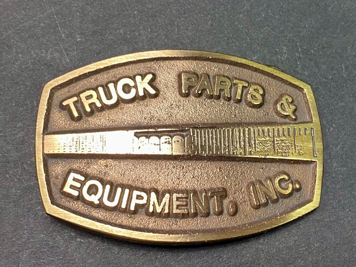 Truck Parts And Equipment Vintage Brass Tone? Belt Buckle