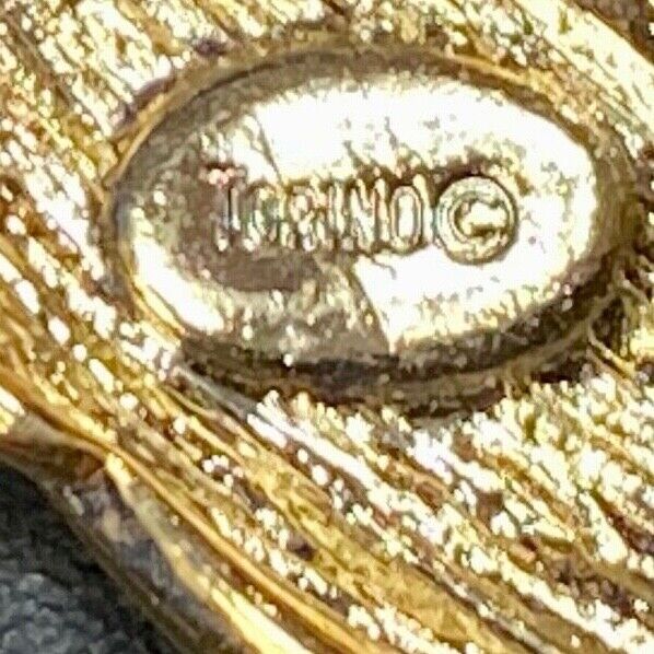 Torino Signed Gold Tone Round Scarf Tie Clip Belt Buckle Plus Bonus Belt Buckle 
