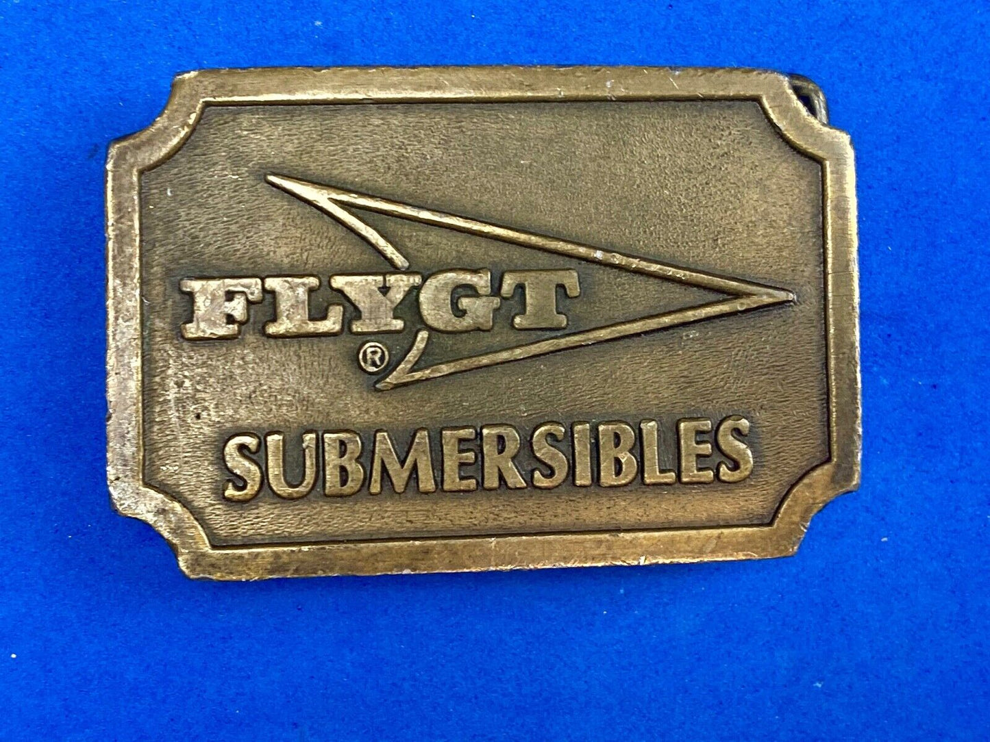 Vintage FLYGT Submersibles belt buckle by Hitline Swedish company advertising 