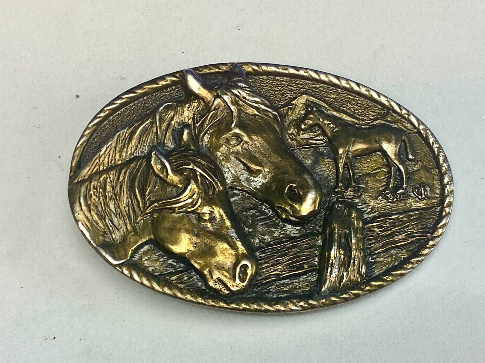Tribute to the Horse - head, bust profile in western commemorative belt buckle 