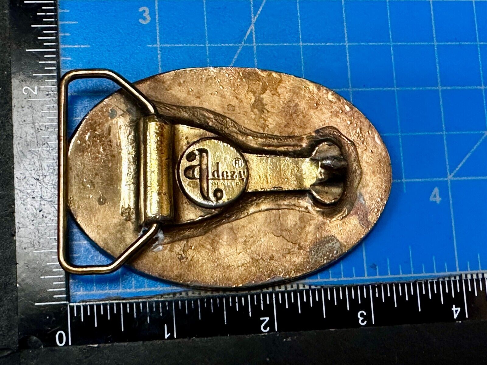 American Flag Patriotic Gold Tone Vintage Oval Belt Buckle by Adezy