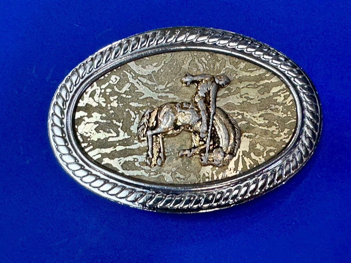 Vintage Cowboy Saddle Bronc western belt buckle  - made in Japan