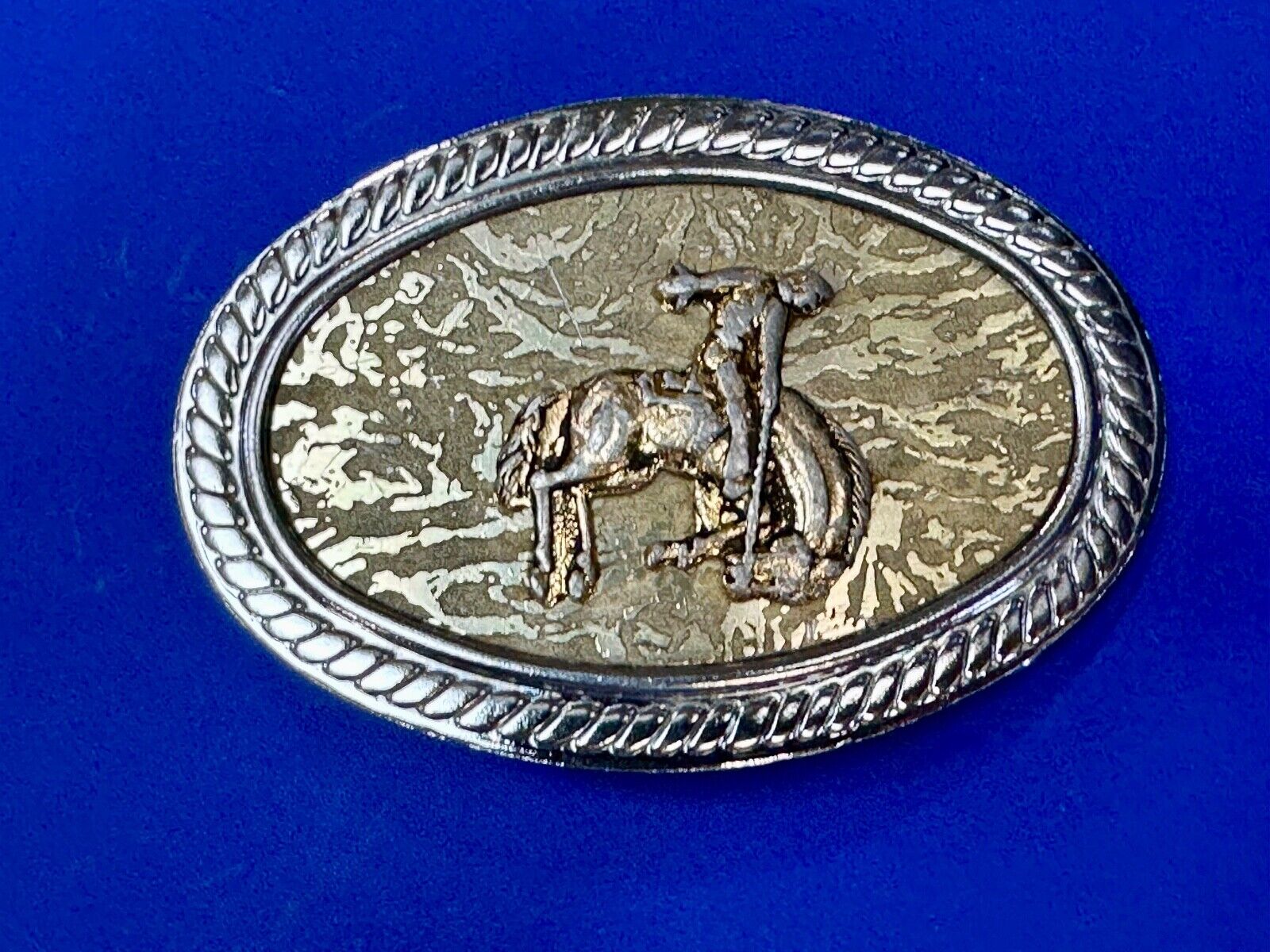 Vintage Cowboy Saddle Bronc western belt buckle  - made in Japan