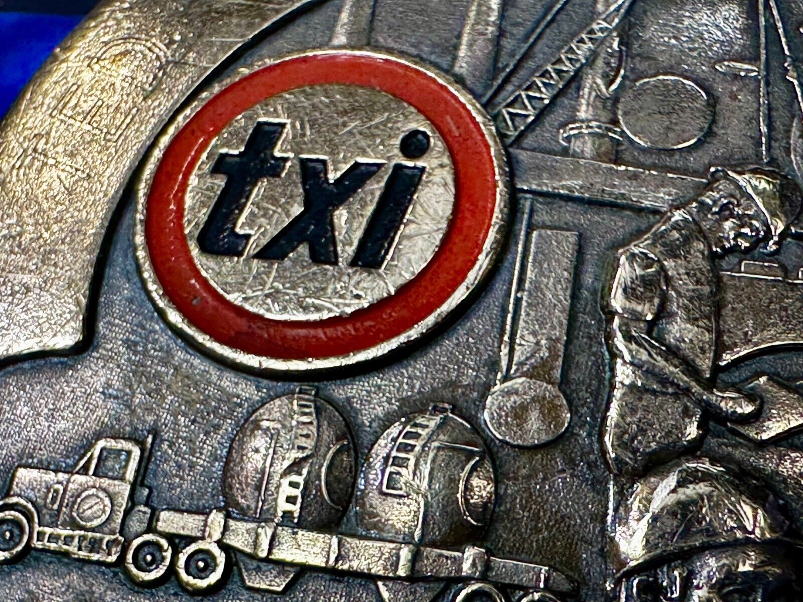TXI Oil Rig Drilling Construction Company Vintage Belt Buckle by Jostens