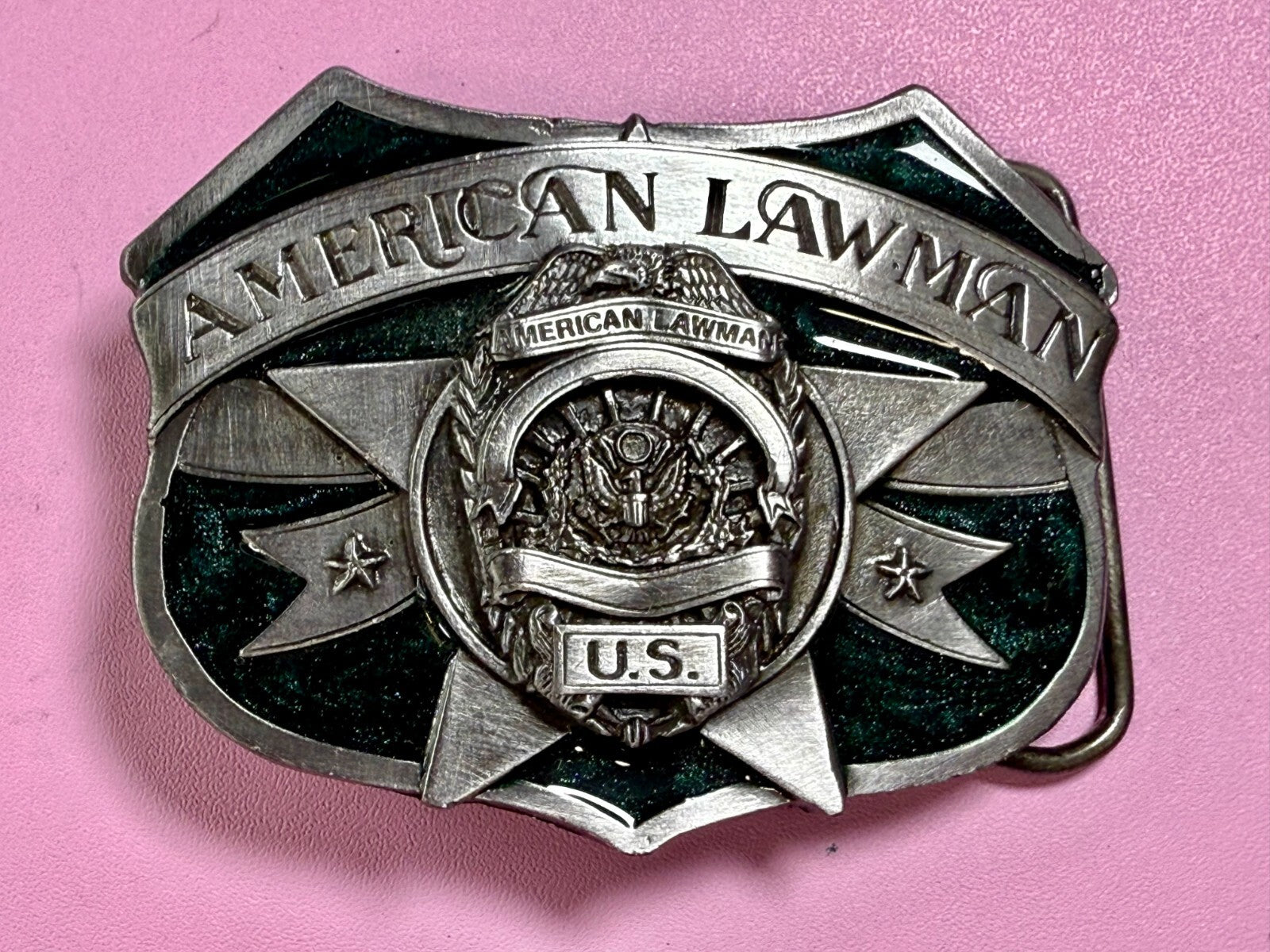 United States American Lawman To Served & Protect VTG 1986 Siskiyou Belt Buckle