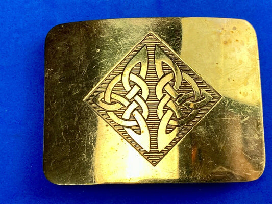 Antique Brass tone BOHO HIPPIE Ornate Lines Pattern Belt Buckle 