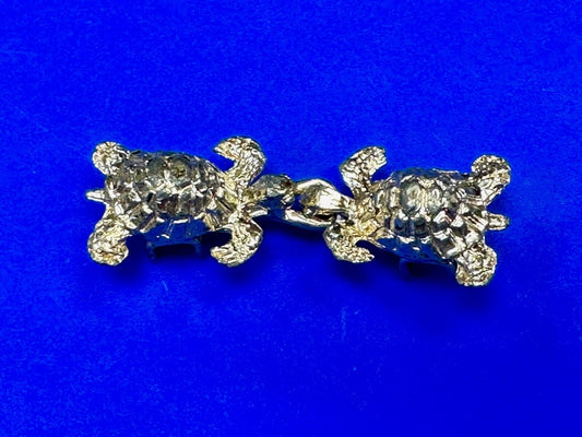 Two piece Turtles - gold tone interconnecting vintage Ocean Sea belt buckle