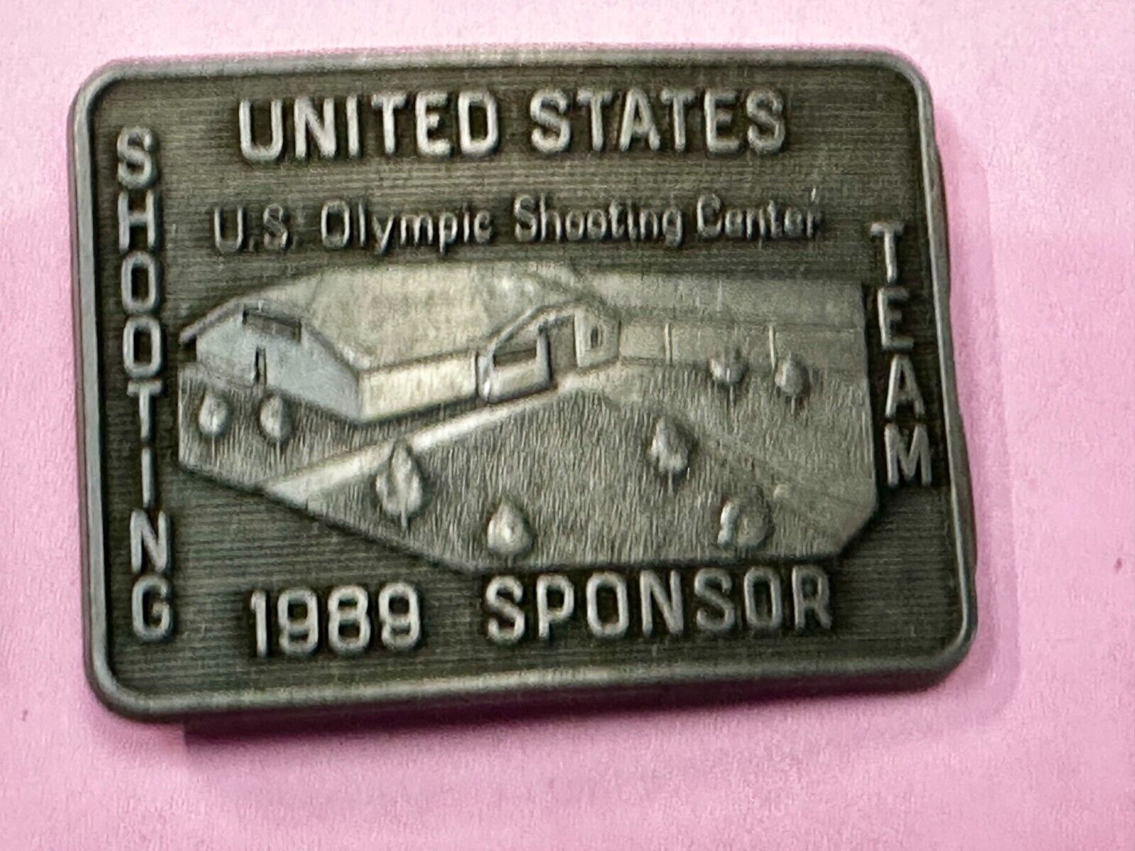 United States US Olympic Shooting Center Team 1989 Official Sponsor Belt Buckle