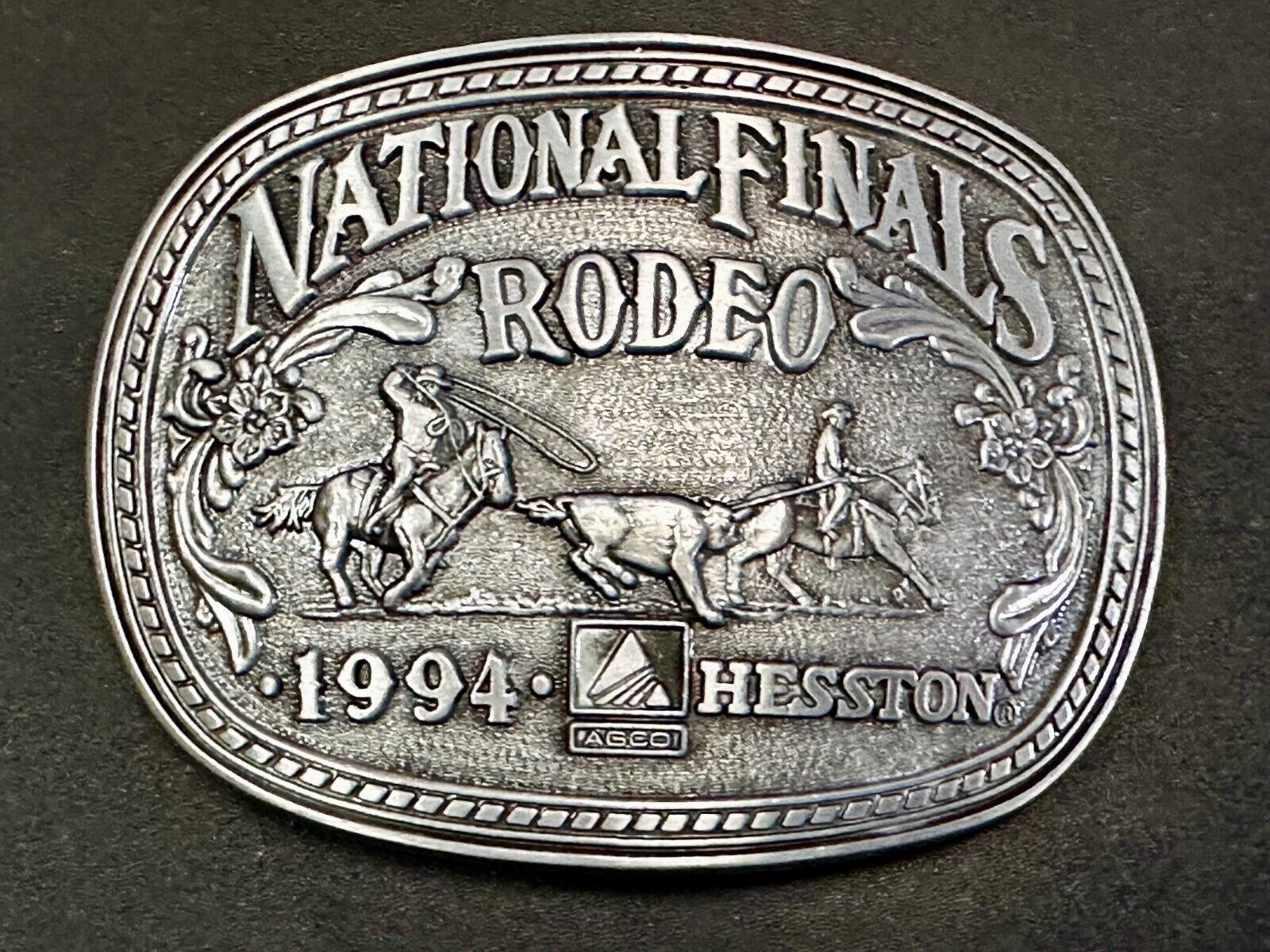 1994 ADM Hesston NFR National Finals Rodeo Cowboys Western Belt Buckle