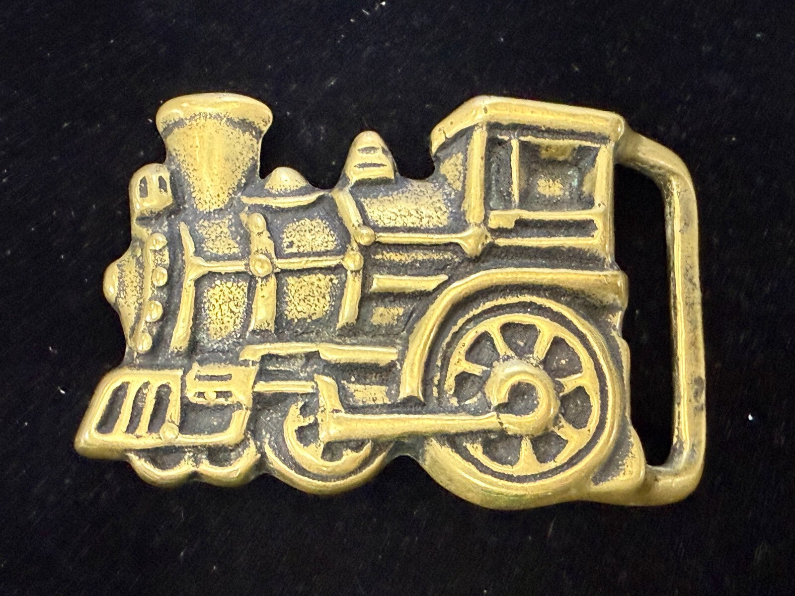 Toy Railroad Steam Engine Locomotive Train Cutout Solid Brass Belt Buckle