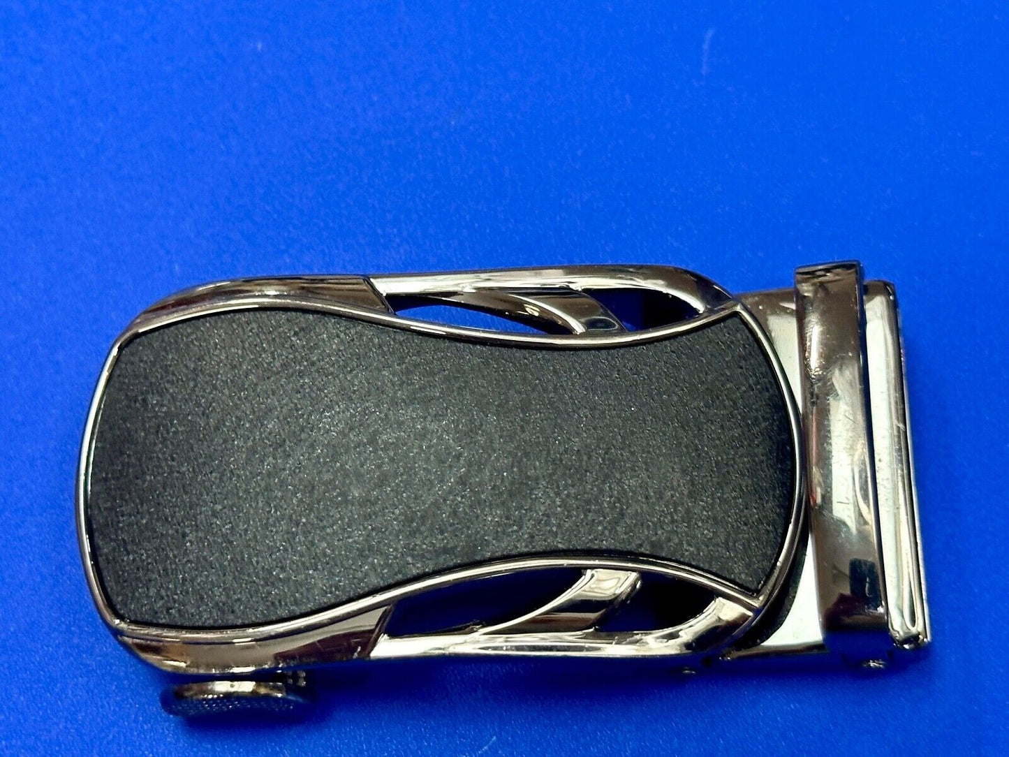 Automatic Ratchet Black & Silver Tone Replacement Dress Style Belt Buckle