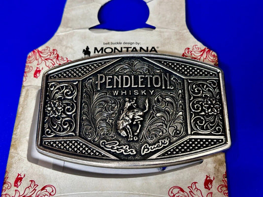 2022 Pendleton Whisky Let'er Buck Montana Silversmith Rodeo NOS Belt Buckle