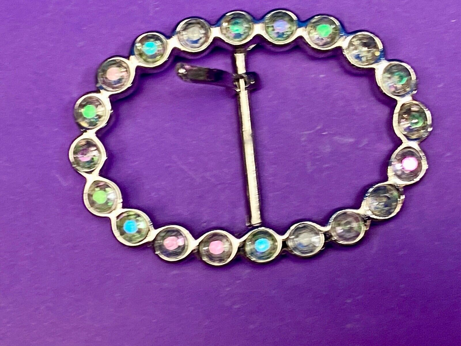 Antique? Rhinestone covered simple silver tone victorian vibe belt buckle 