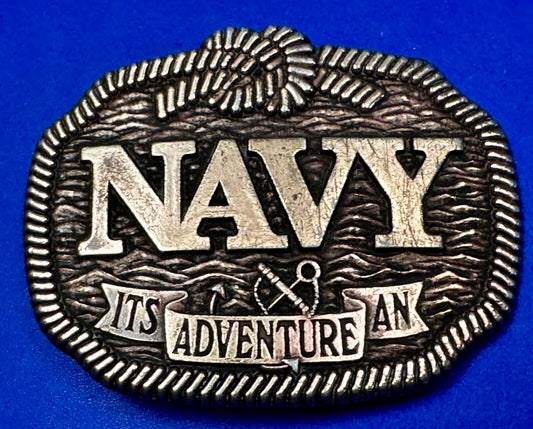 United States NAVY  Its An Adventure Rope Waves Anchor Belt Buckle - to paint