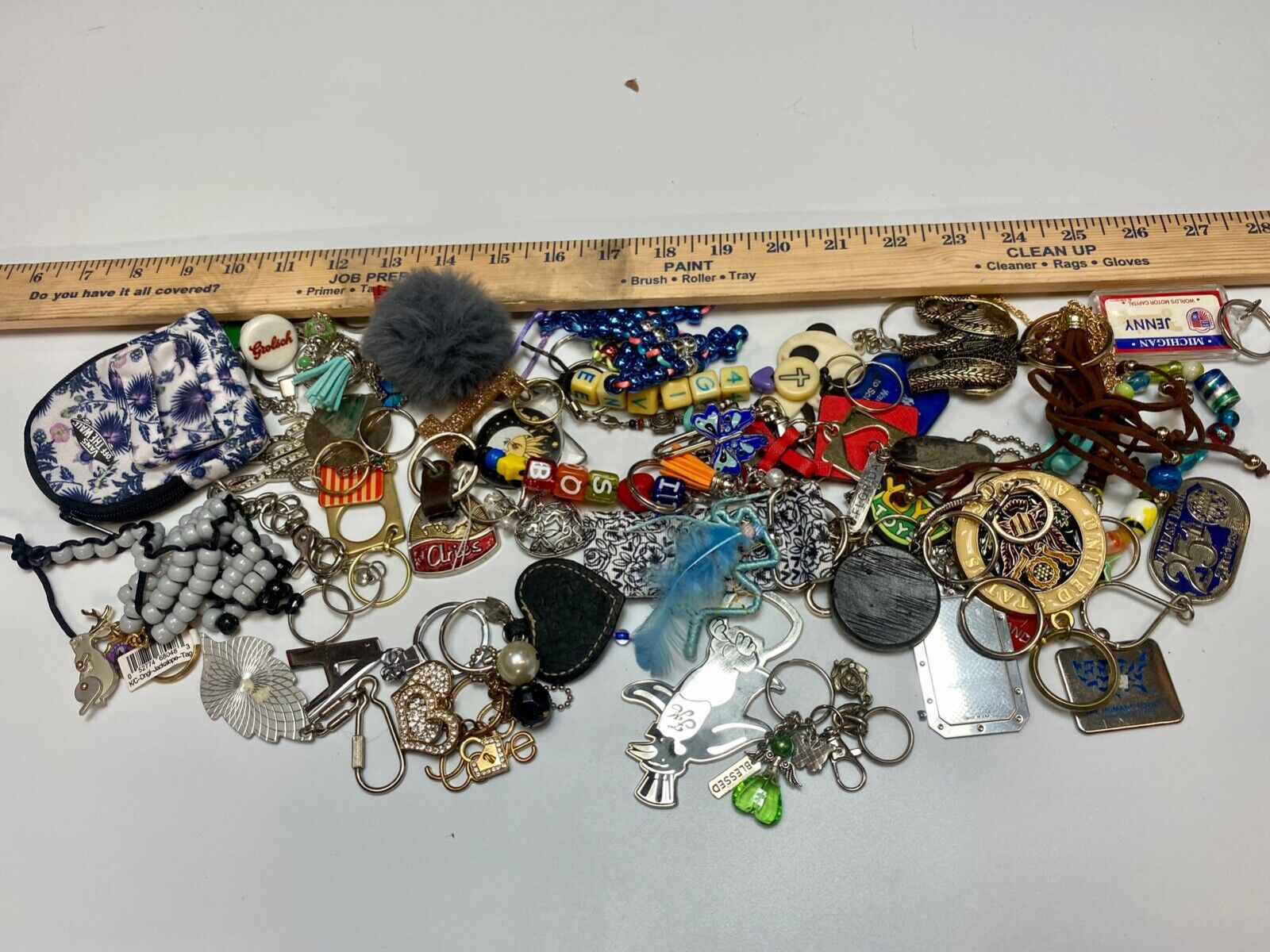 32 OZ Mixed Keychains Resale Bulk Lot, Junk Drawer Grab Bag - Perfect Gifts!