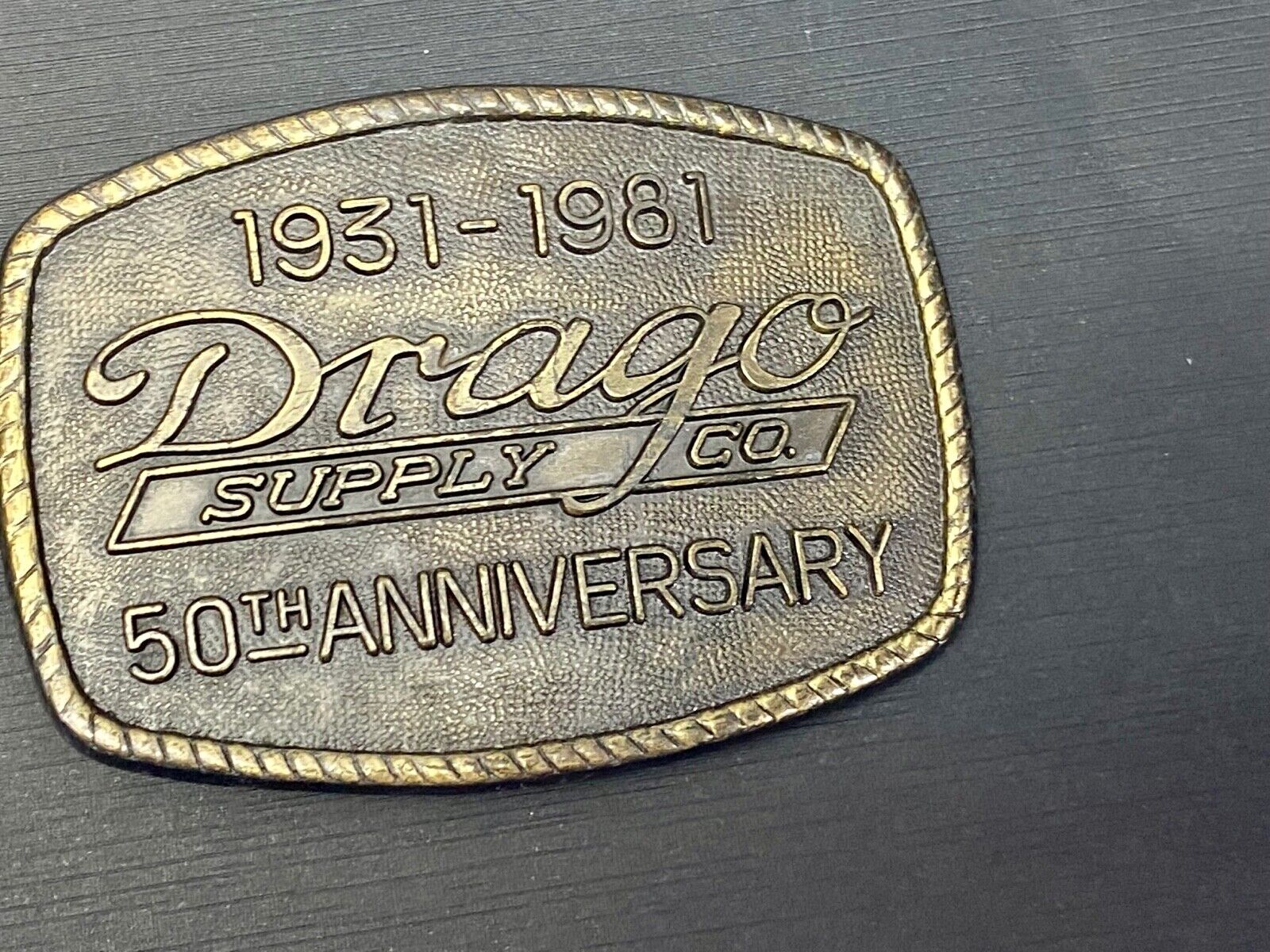 Vintage 1981 Drago Supply Company 50Th Anniversary Belt Buckle 