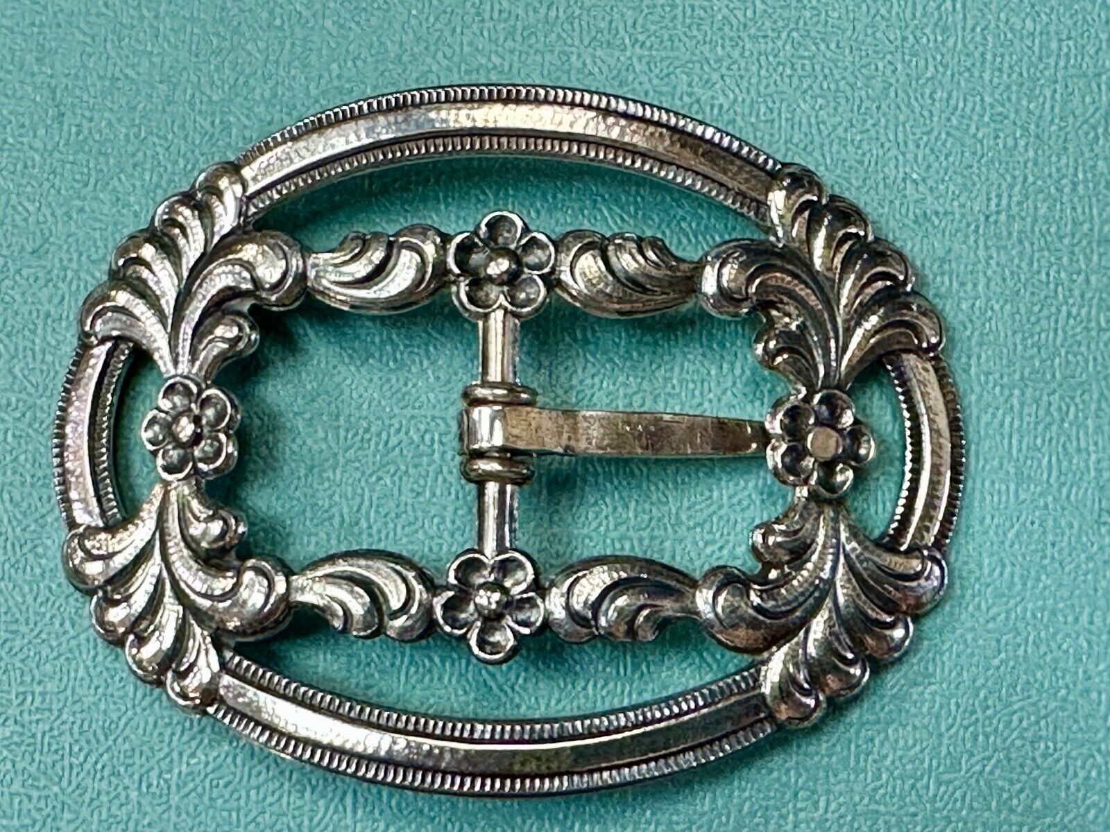 Antique Ornate Silver belt buckle - J.K. 8305