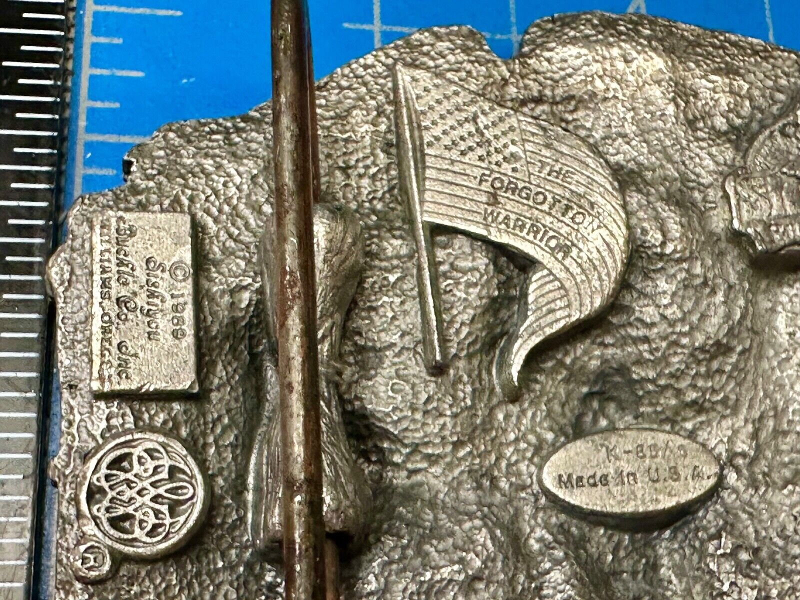 Vietnam Veterans Military Army Hero Vintage 1980's Pewter Siskiyou Belt Buckle