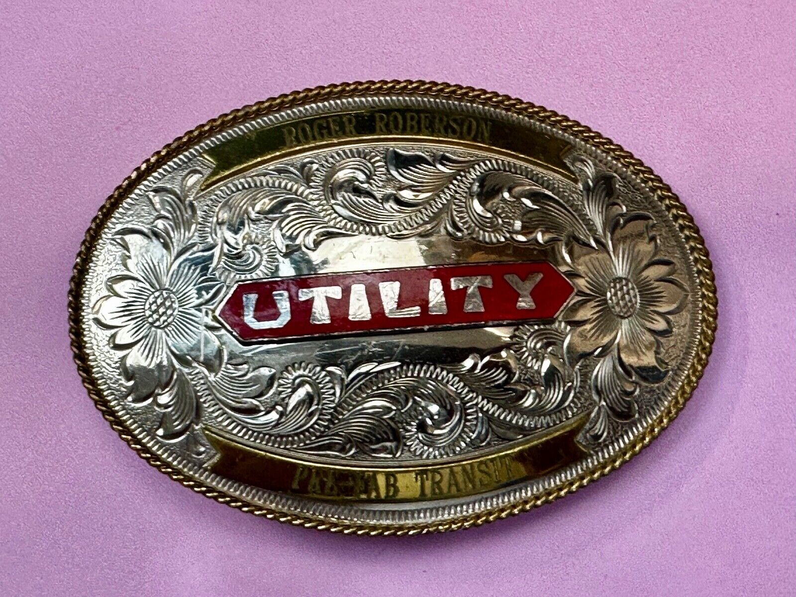 Utility Western Trophy Style Pre Fab Transit Tonkin  German Silver Belt Buckle