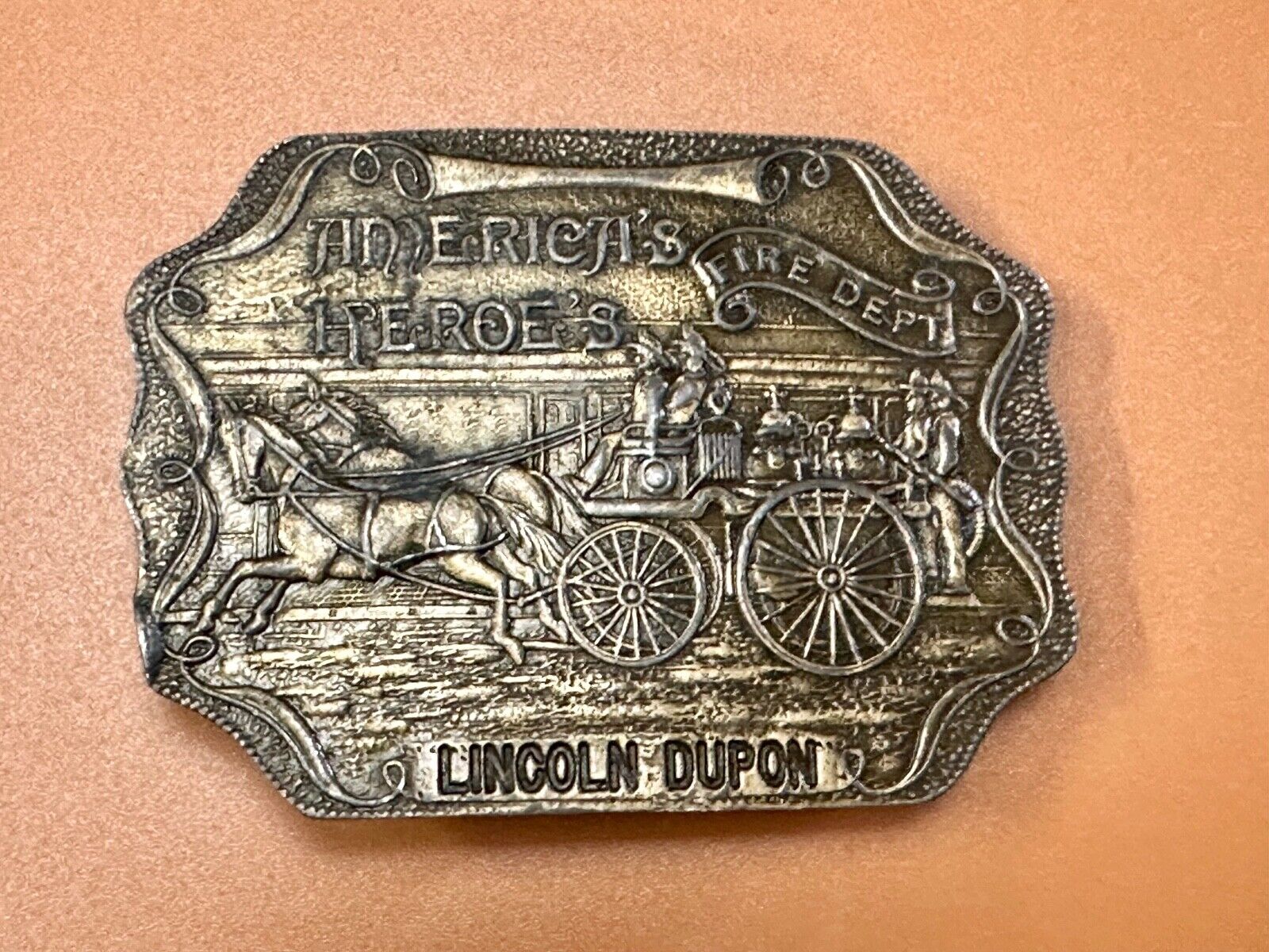America’s Heroes FIRE DEPARTMENT Lincoln Dupon Vintage belt buckle - Buckle Co