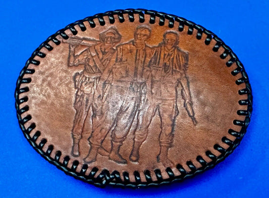 Vietnam War Memorial The Three Soldiers Statue Leather Vintage Belt Buckle