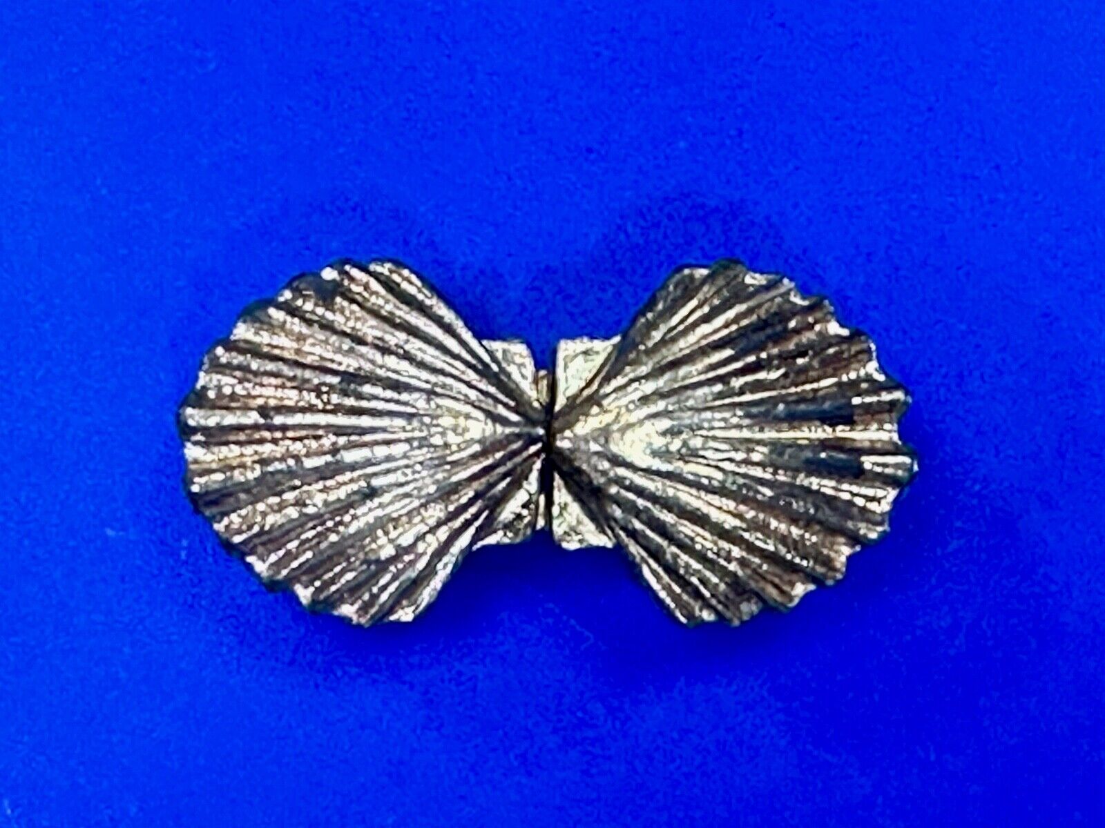 Two piece Clam Shells interconnecting vintage small belt buckle Signed